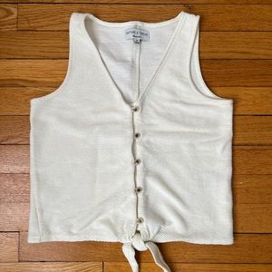 Madewell XS Texture & Thread Button Front Tie Tank Top